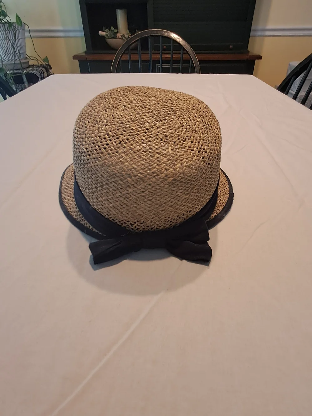 Straw Sun Hat with Black‎ Trim and Band